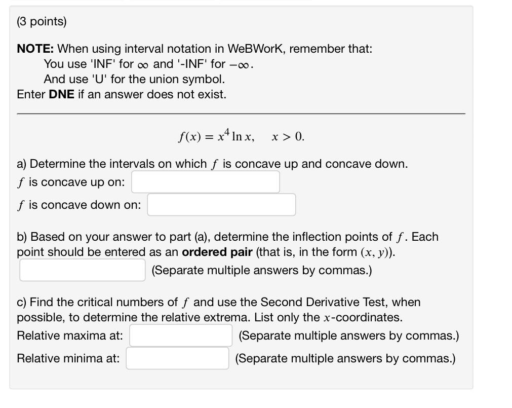 Solved (3 points) NOTE: When using interval notation in | Chegg.com