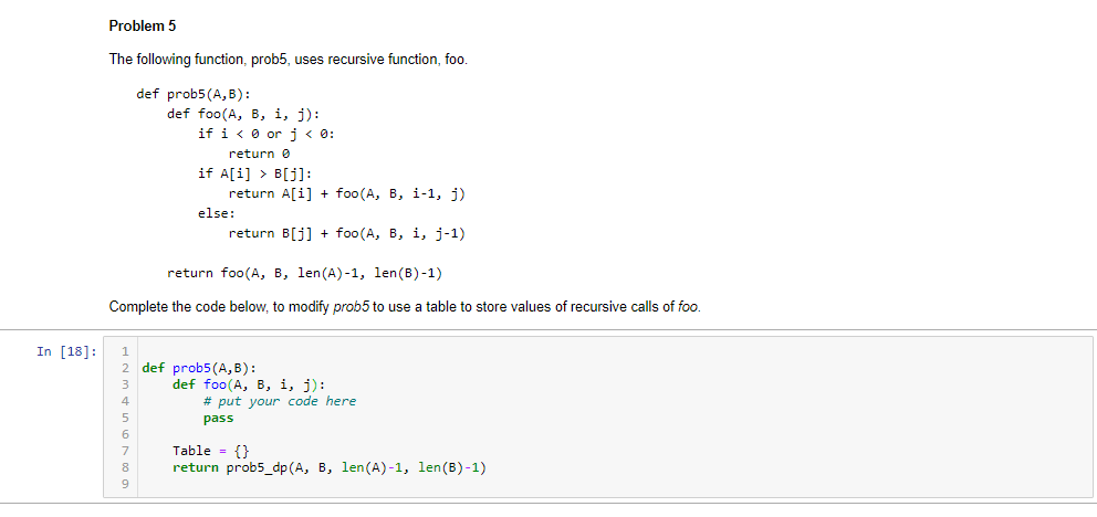 Solved Problem 5 The following function, prob5, uses | Chegg.com