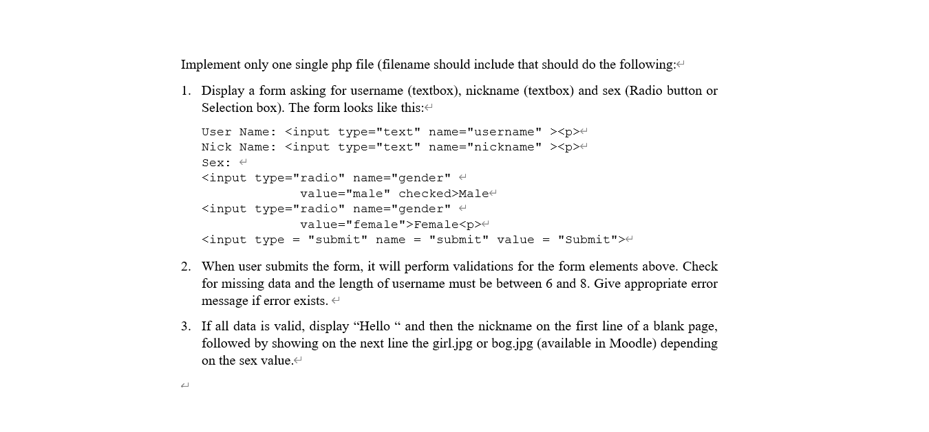 Solved 1. Display a form asking for username (textbox), | Chegg.com