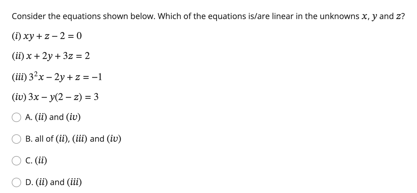 Solved Consider the equations shown below. Which of the | Chegg.com