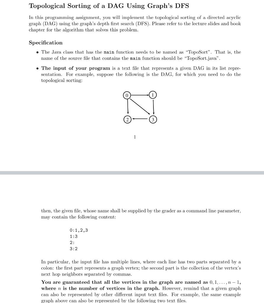 Solved Topological Sorting of a DAG Using Graph's DFS In | Chegg.com