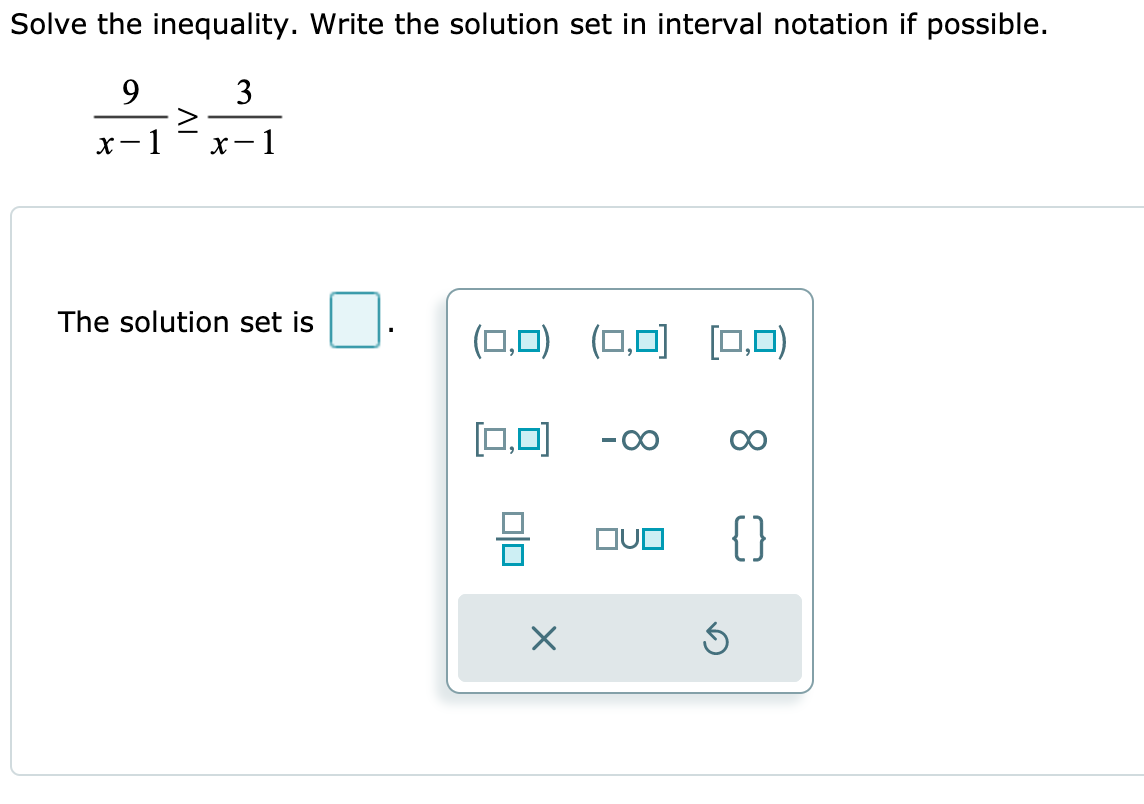 Solved Solve the inequality. Write the solution set in  Chegg.com
