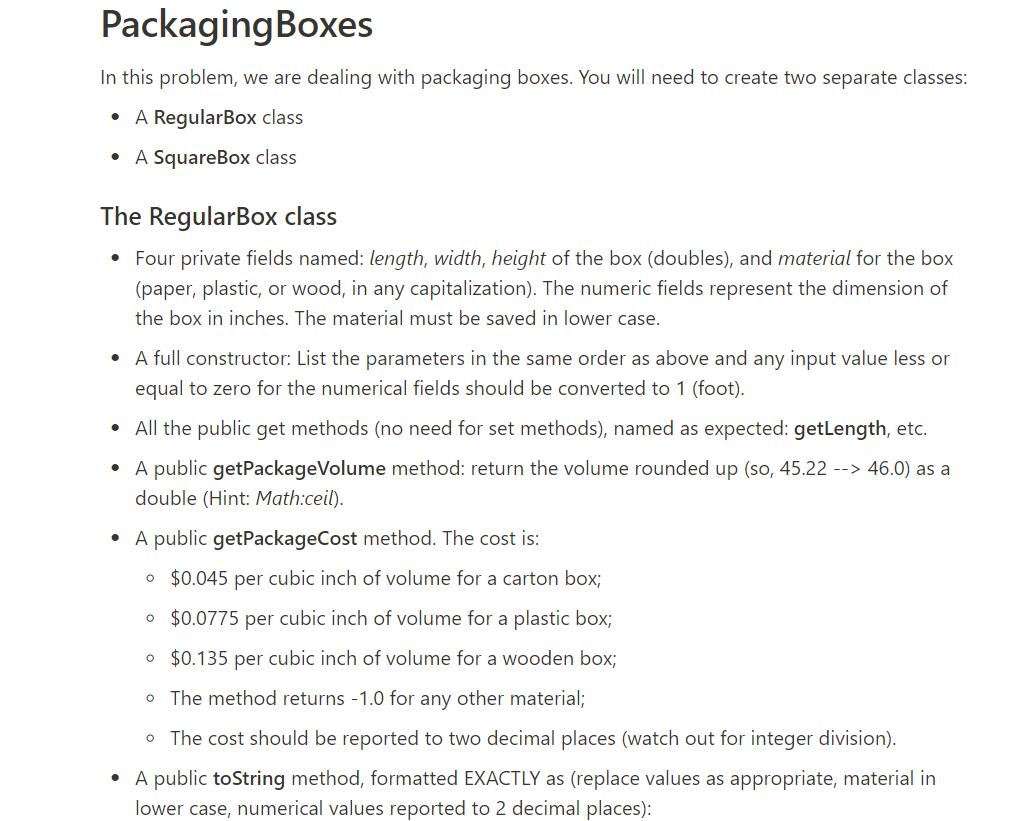 Solved Packagingboxes In this problem, we are dealing with | Chegg.com