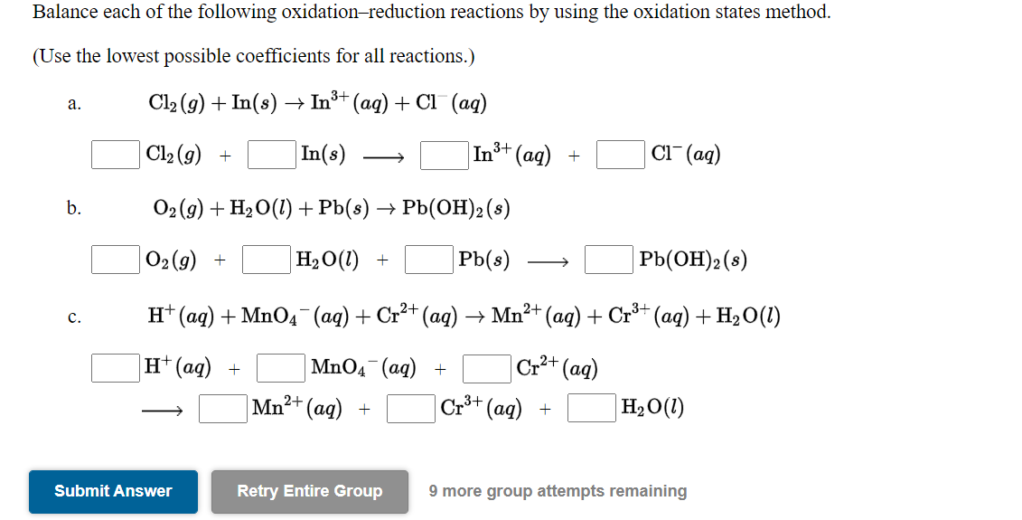 Solved Balance each of the following oxidation-reduction | Chegg.com