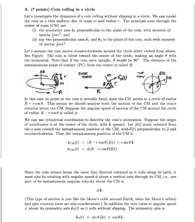 A 7 Points Coin Rolling In A Circle Let S Inves Chegg Com
