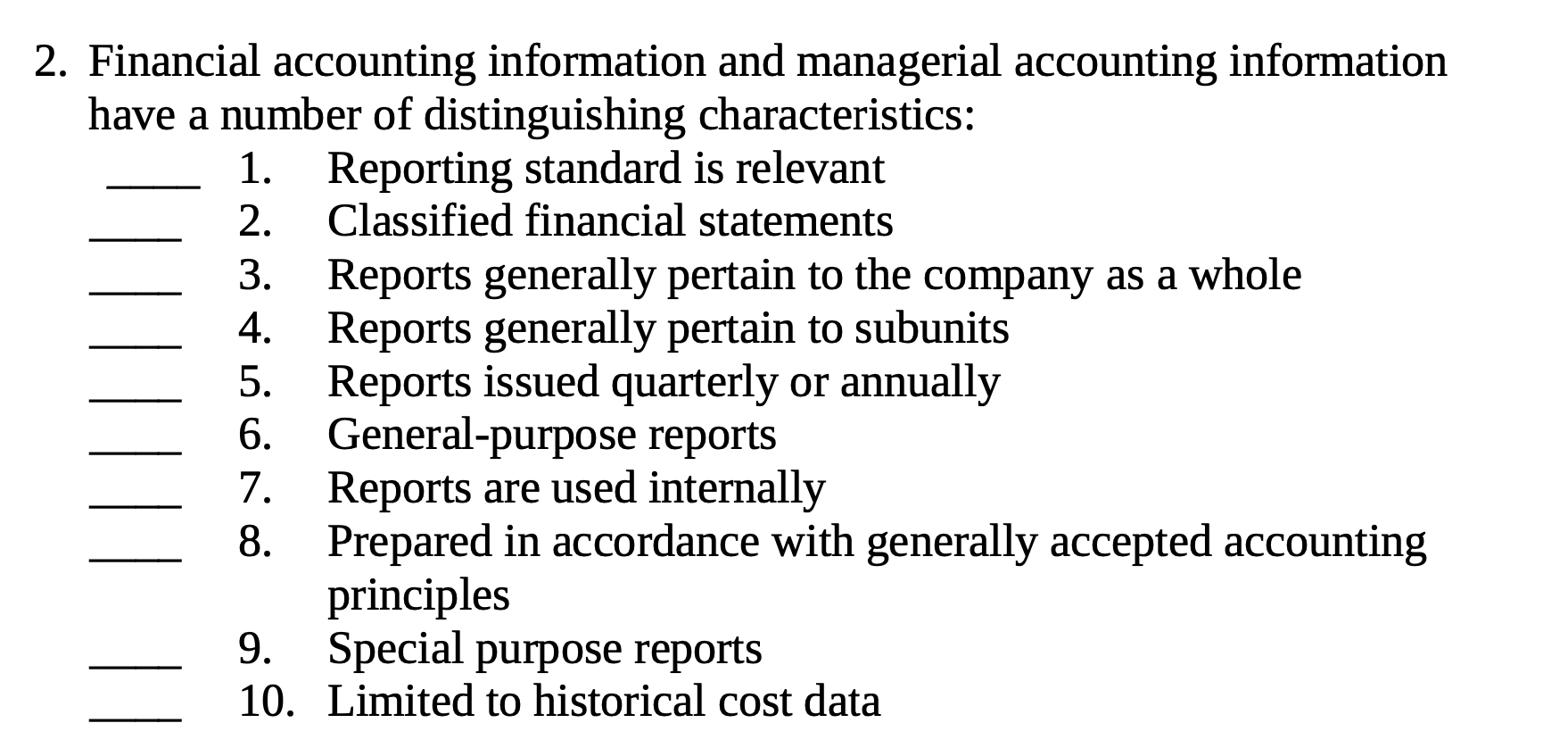 2. Financial accounting information and managerial | Chegg.com