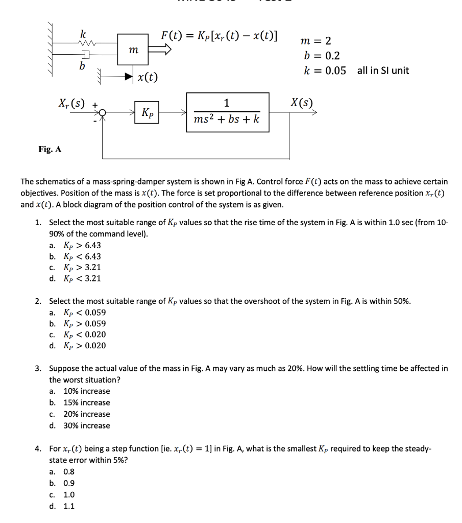 Solved F T Kp Xr T X T M To M 2 B 0 2 K 0 05 Chegg Com