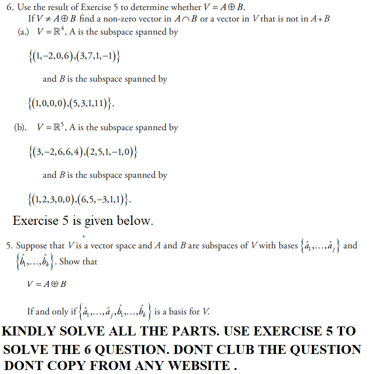 Solved 6. Use the result of Exercise 5 to determine whether | Chegg.com