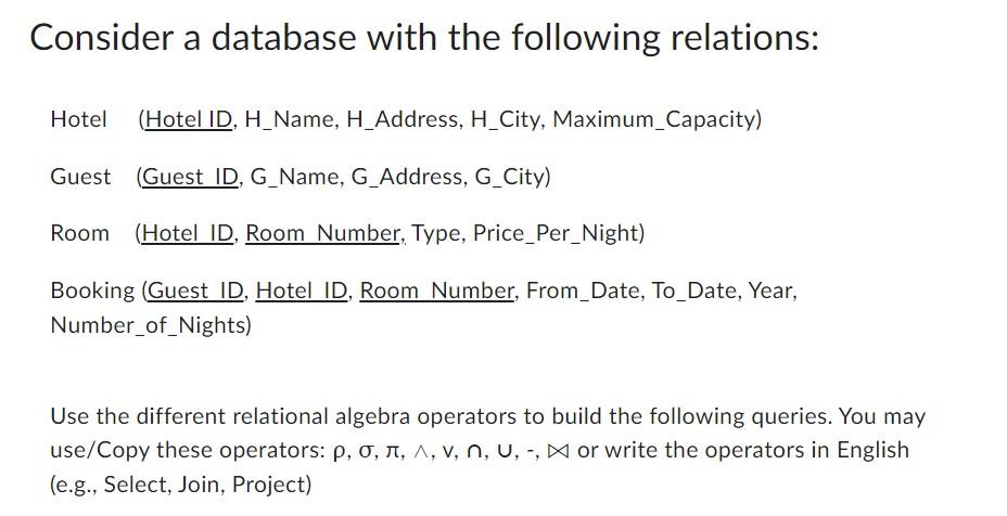 Solved Consider a database with the following relations: | Chegg.com