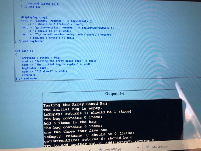 Solved 3. Modify the Array Bag class given in Chapter 3 to | Chegg.com