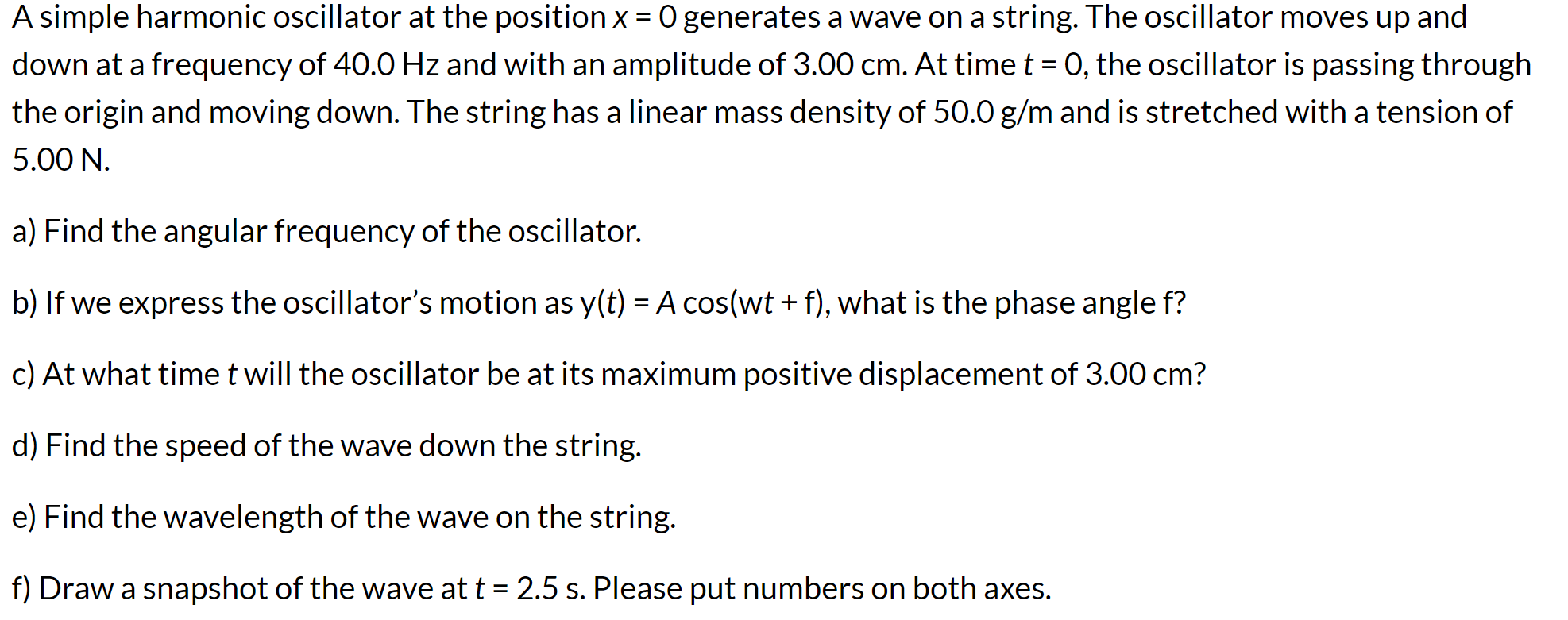 Solved A simple harmonic oscillator at the position x=0 | Chegg.com