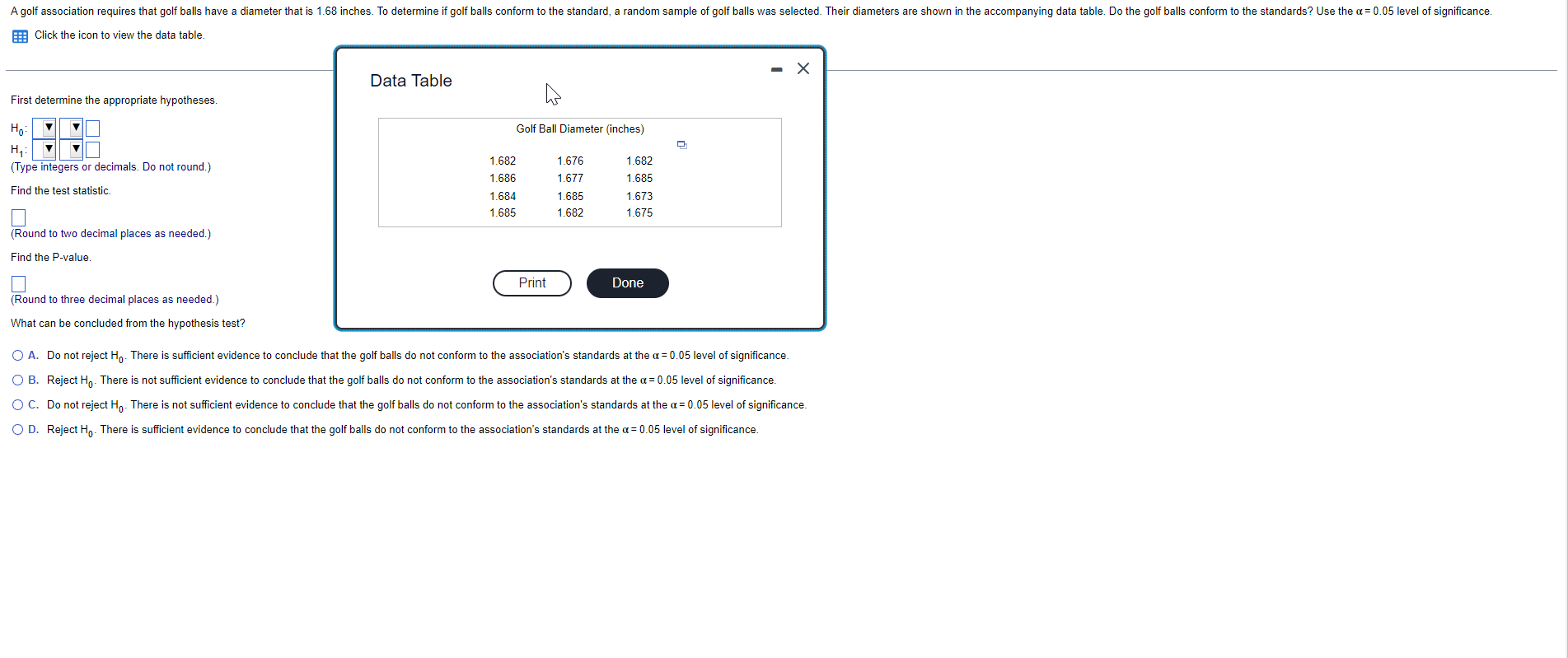 Solved A golf association requires that golf balls have a