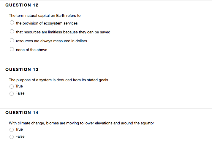 Solved QUESTION 12 The term natural capital on Earth refers | Chegg.com