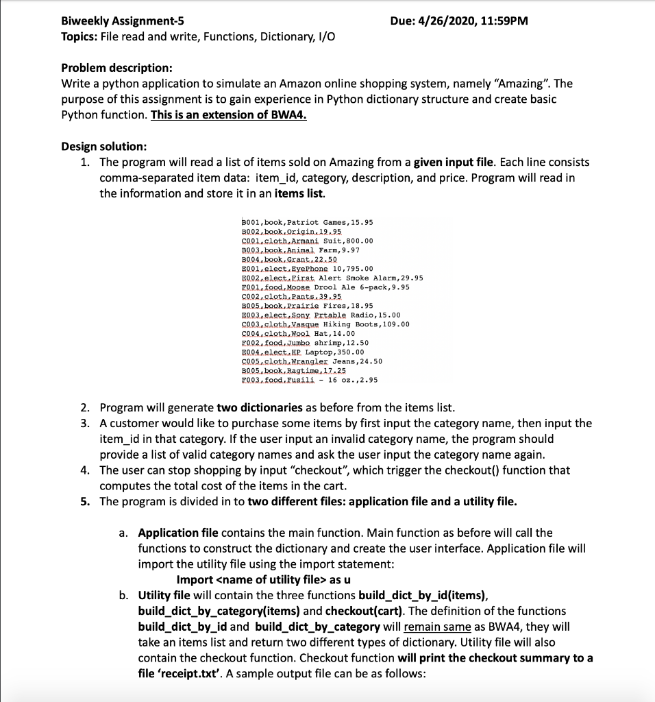 Solved Due: 4/26/2020, 11:59PM Biweekly Assignment-5 Topics: | Chegg.com