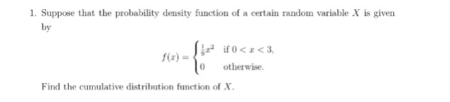 Solved 1. Suppose that the probability density function of a | Chegg.com