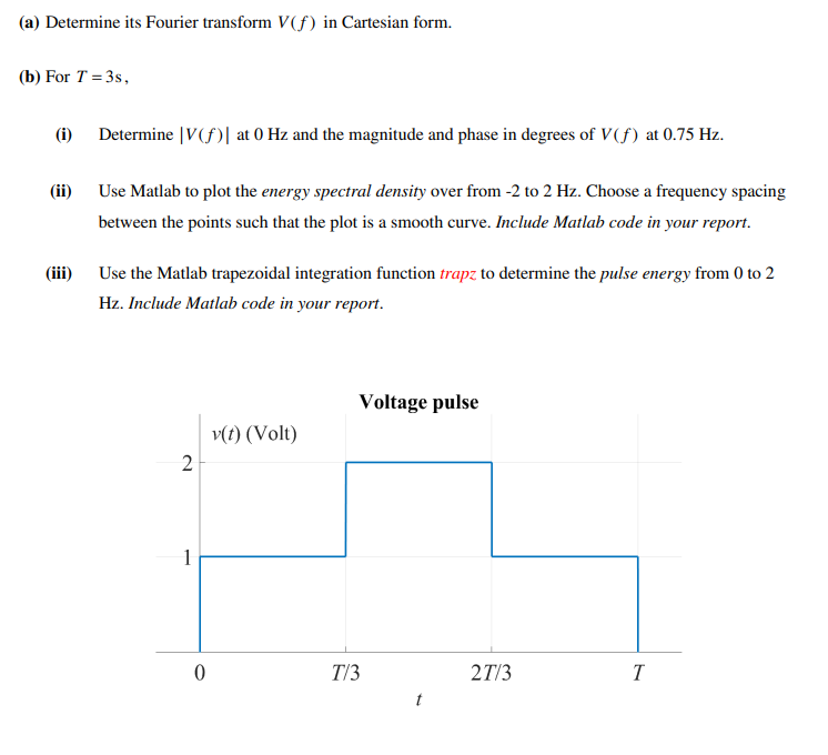 Solved a) Determine its Fourier transform V(f) in Cartesian | Chegg.com