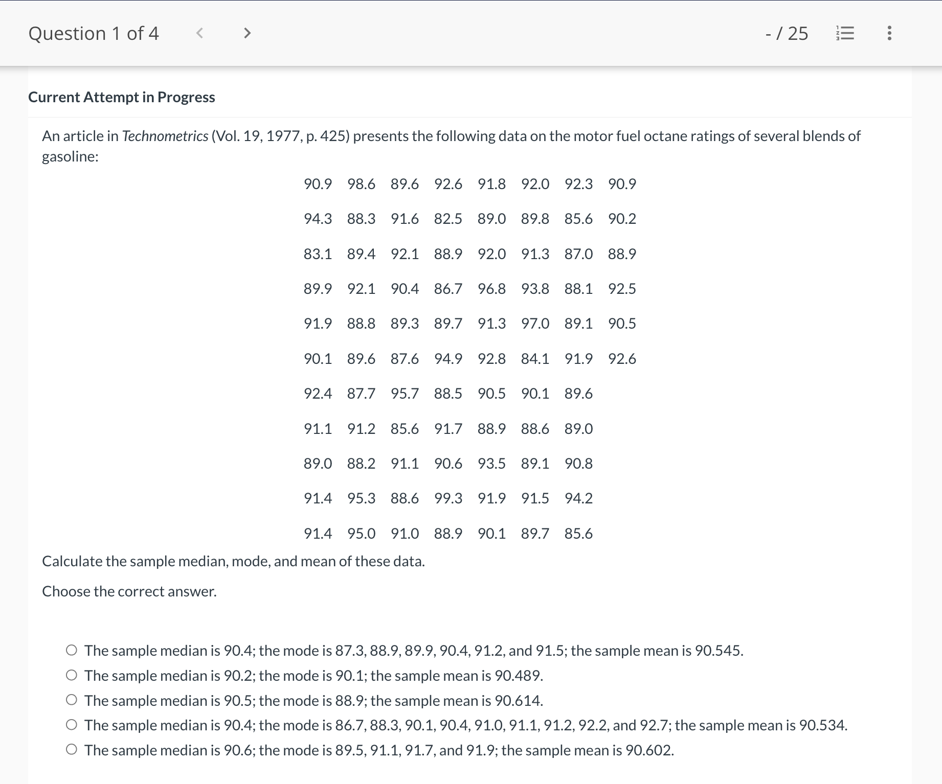 Solved An article in Technometrics (Vol. 19, 1977, p. 425) | Chegg.com