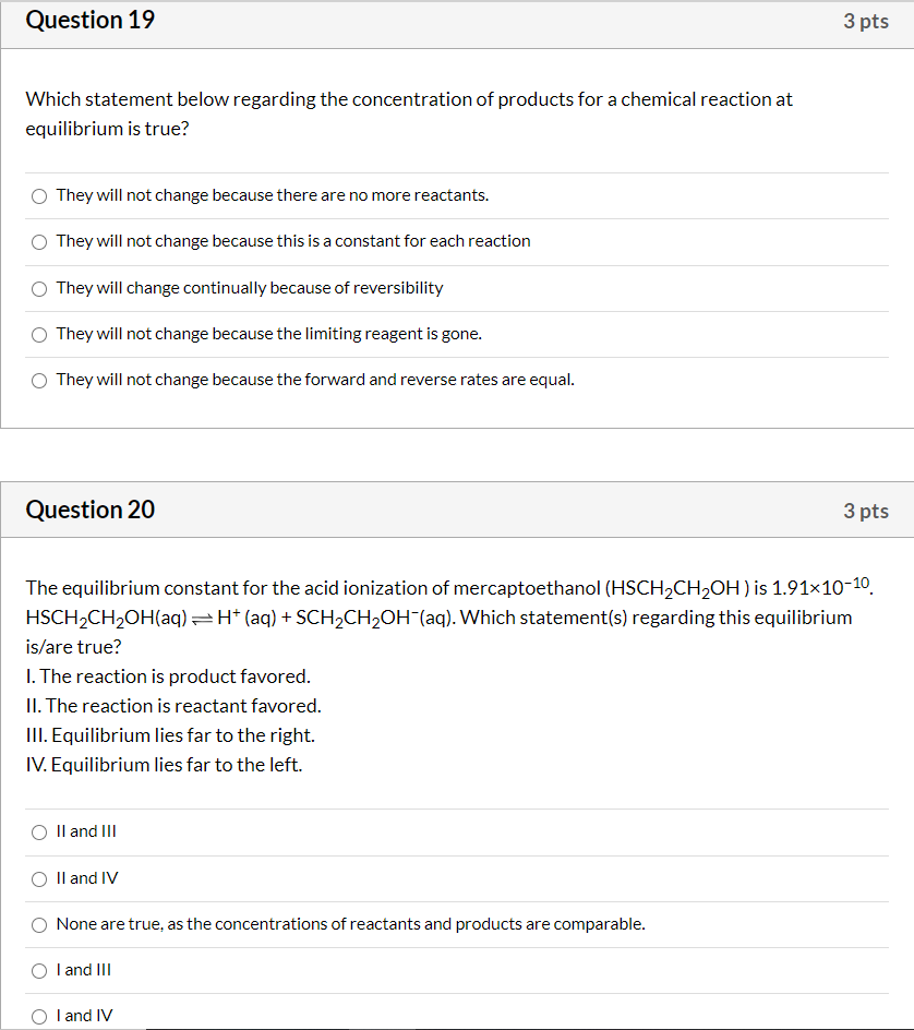 Solved Question 19 3 pts Which statement below regarding the | Chegg.com