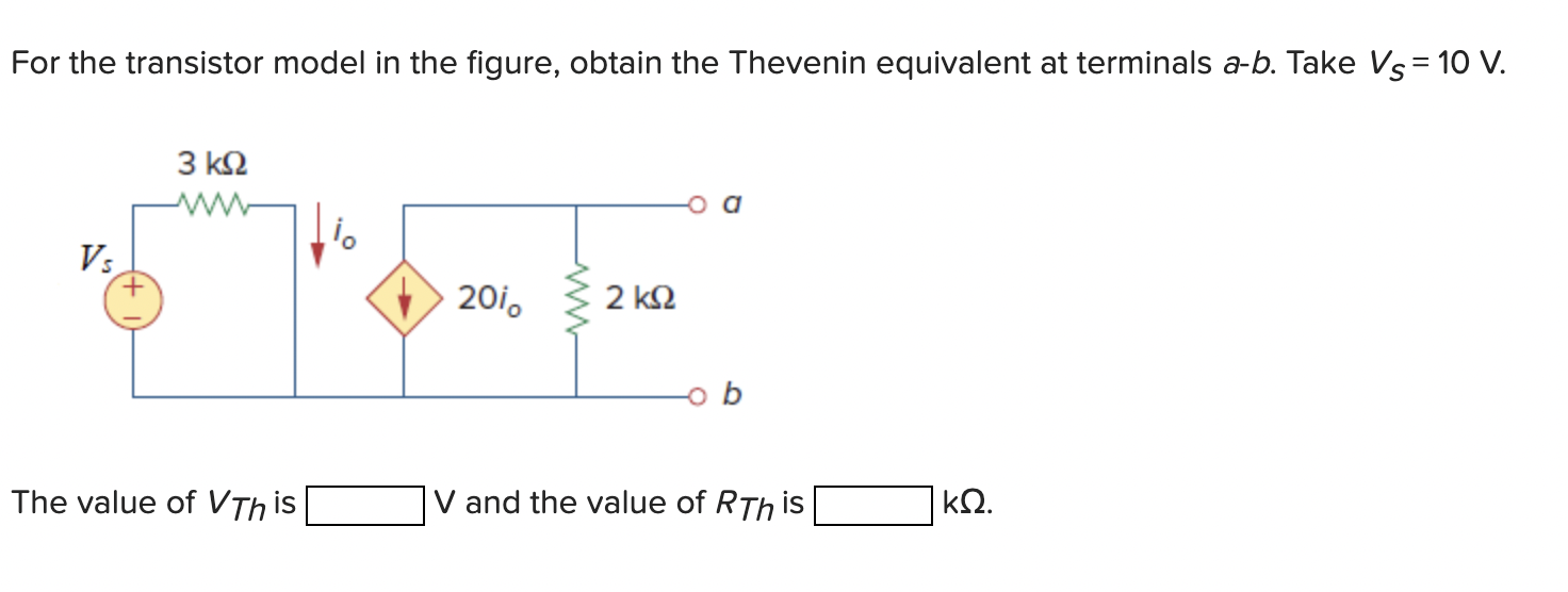 Solved For the transistor model in the figure, obtain the | Chegg.com