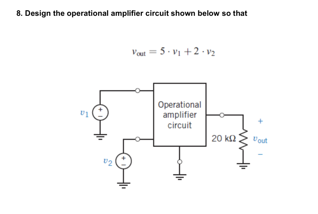 Solved 8. Design the operational amplifier circuit shown | Chegg.com