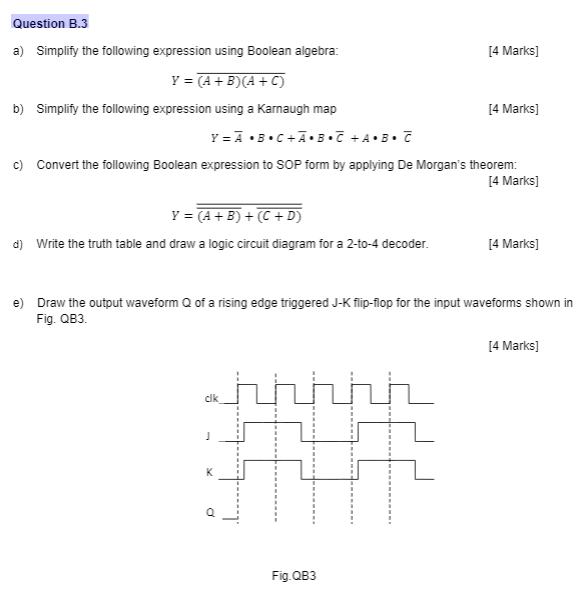 Solved Question B.3 a) Simplify the following expression | Chegg.com