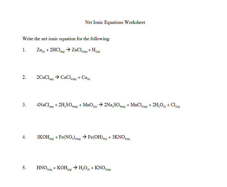 Solved Write the net ionic equation for the following (show | Chegg.com