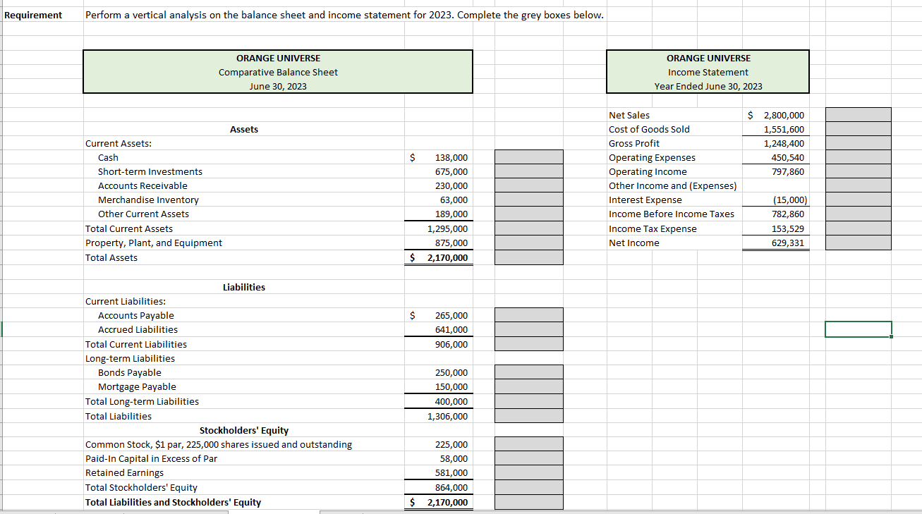 Solved Financial Statement Analysis Excel Problem Follow the | Chegg.com