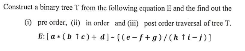 Solved Construct a binary tree T from the following equation | Chegg.com