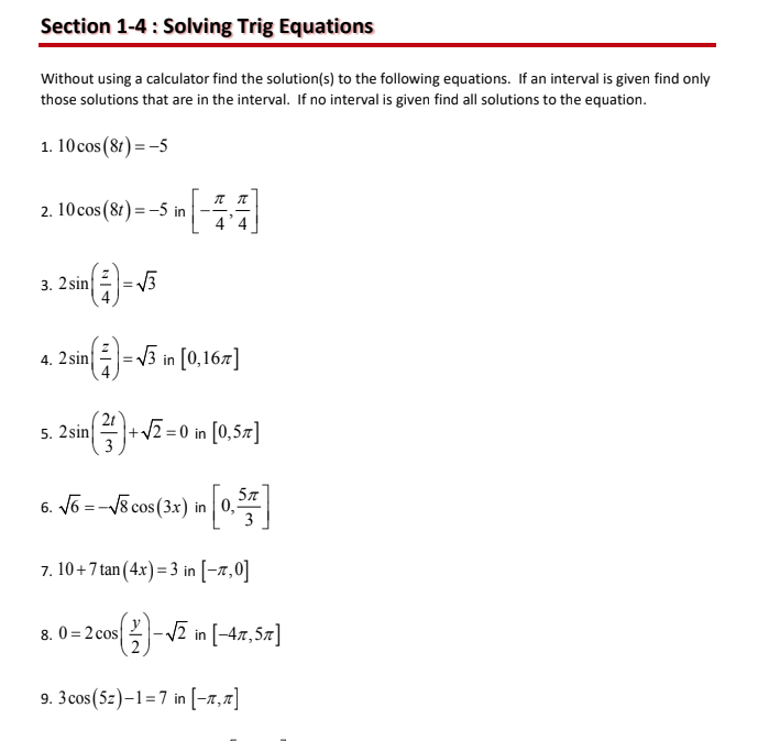 Trig on sale equation calculator