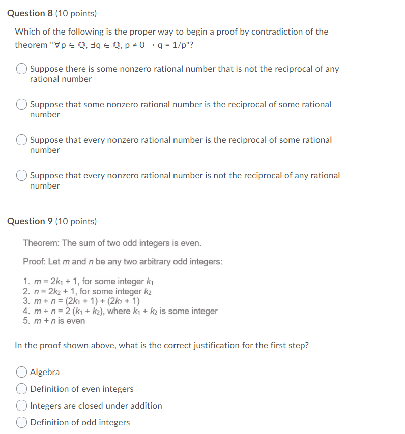 Solved Question 1 (10 points) Saved Which of the following | Chegg.com