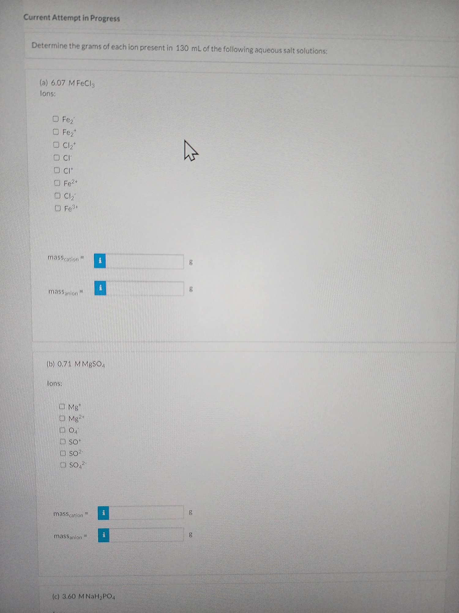 Current Atternpt in Progress Determine the grams of | Chegg.com