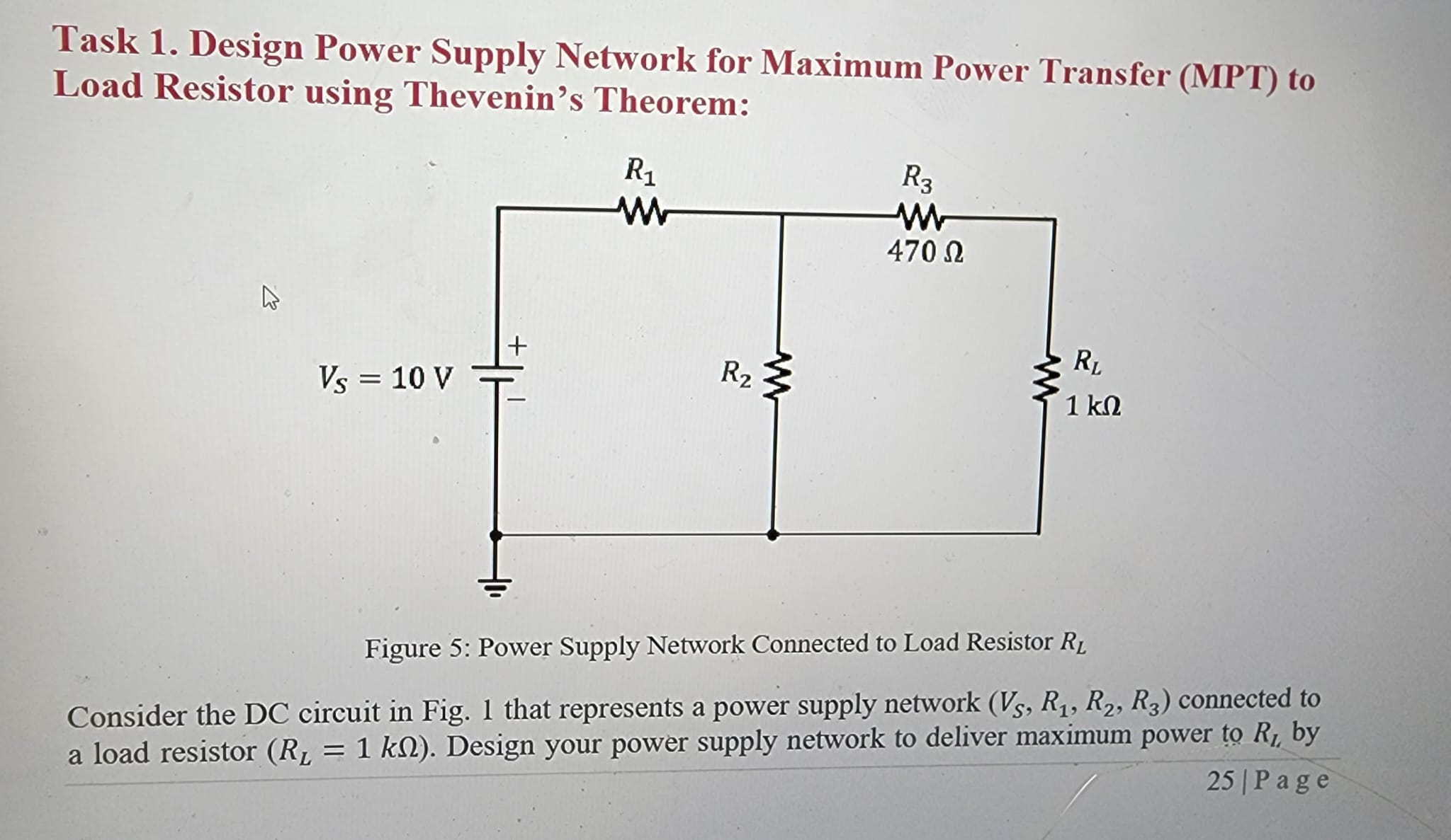 Solved Task 1. Design Power Supply Network for Maximum Power