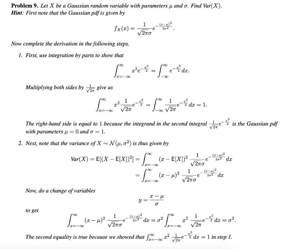 Solved Problem 9. Let X be a Gaussian random variable with | Chegg.com