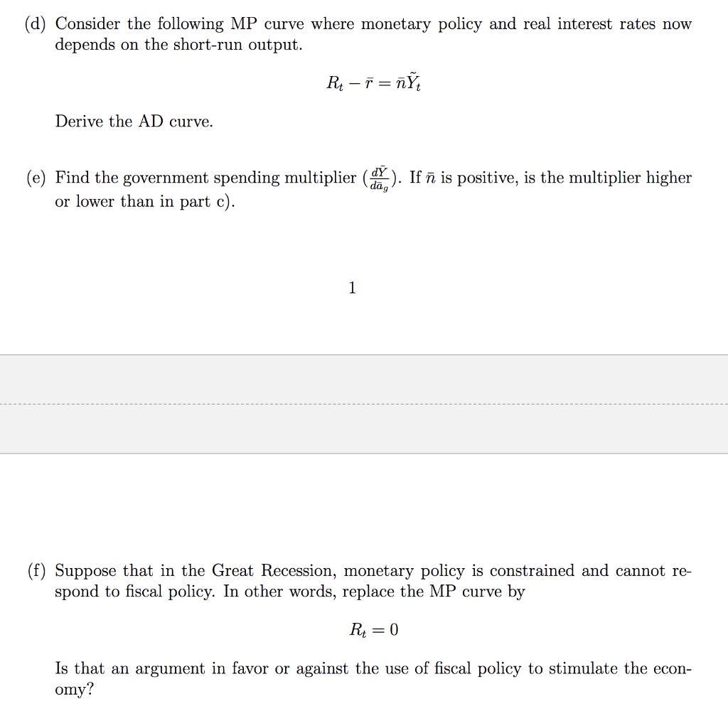 D Consider The Following Mp Curve Where Monetary Chegg Com