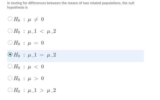 Solved In testing for differences between the means of two | Chegg.com
