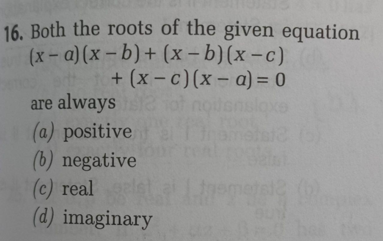 Solved - - 16. Both The Roots Of The Given Equation (x - A) | Chegg.com