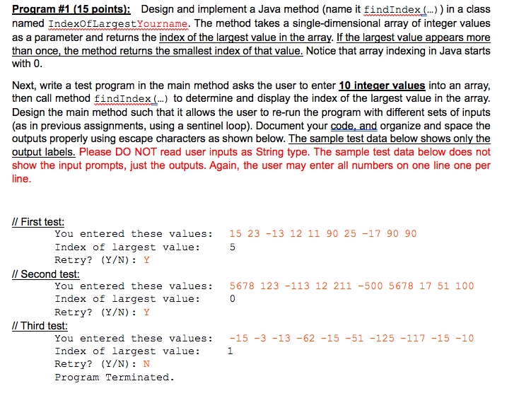 Solved Program #1 (15 points): Design and implement a Java | Chegg.com