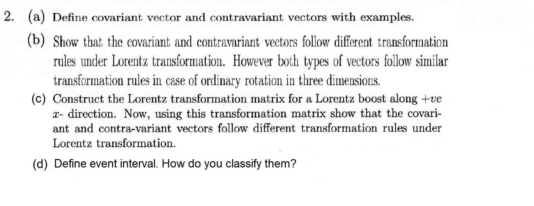 Solved 2. (a) Define covariant vector and contravariant | Chegg.com