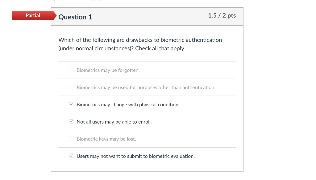 Solved Partial Question 1 1.5/ 2 pts Which of the following | Chegg.com