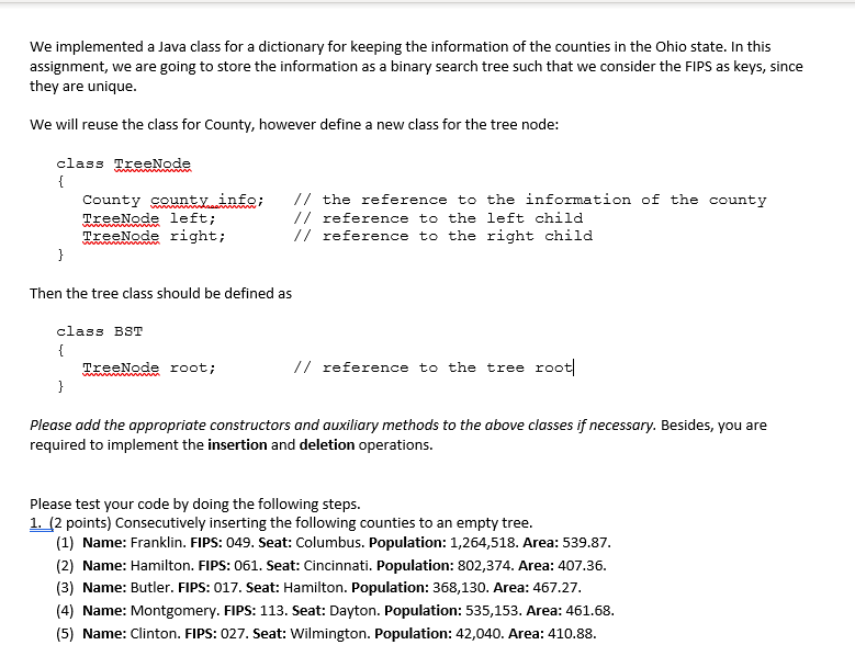We implemented a Java class for a dictionary for | Chegg.com