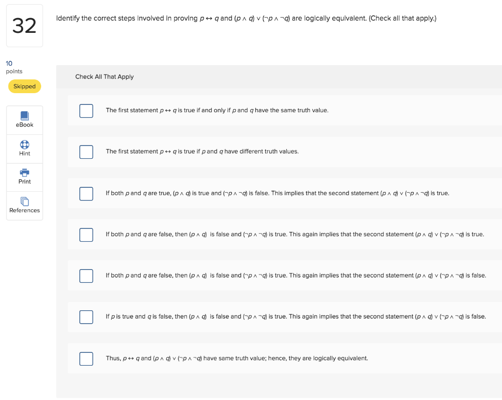 Solved Identify the correct steps involved in proving p q