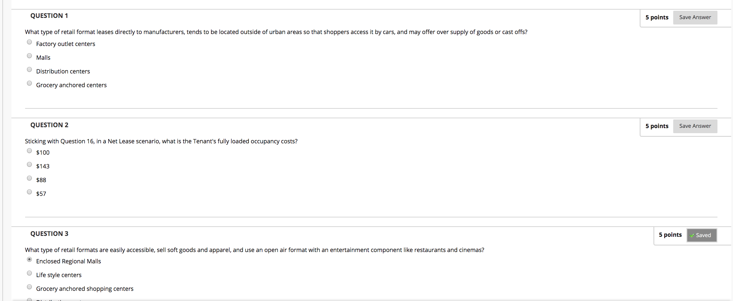 QUESTION 1 5 points Save Answer What type of retail | Chegg.com