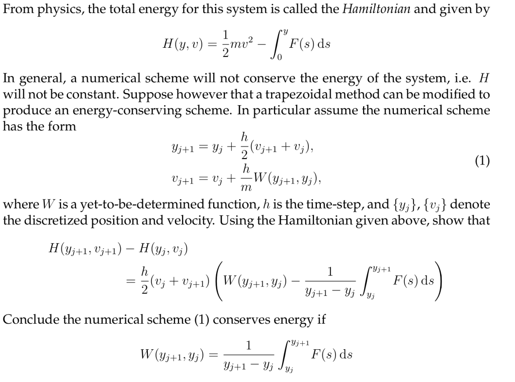 Solved From physics, the total energy for this system is | Chegg.com