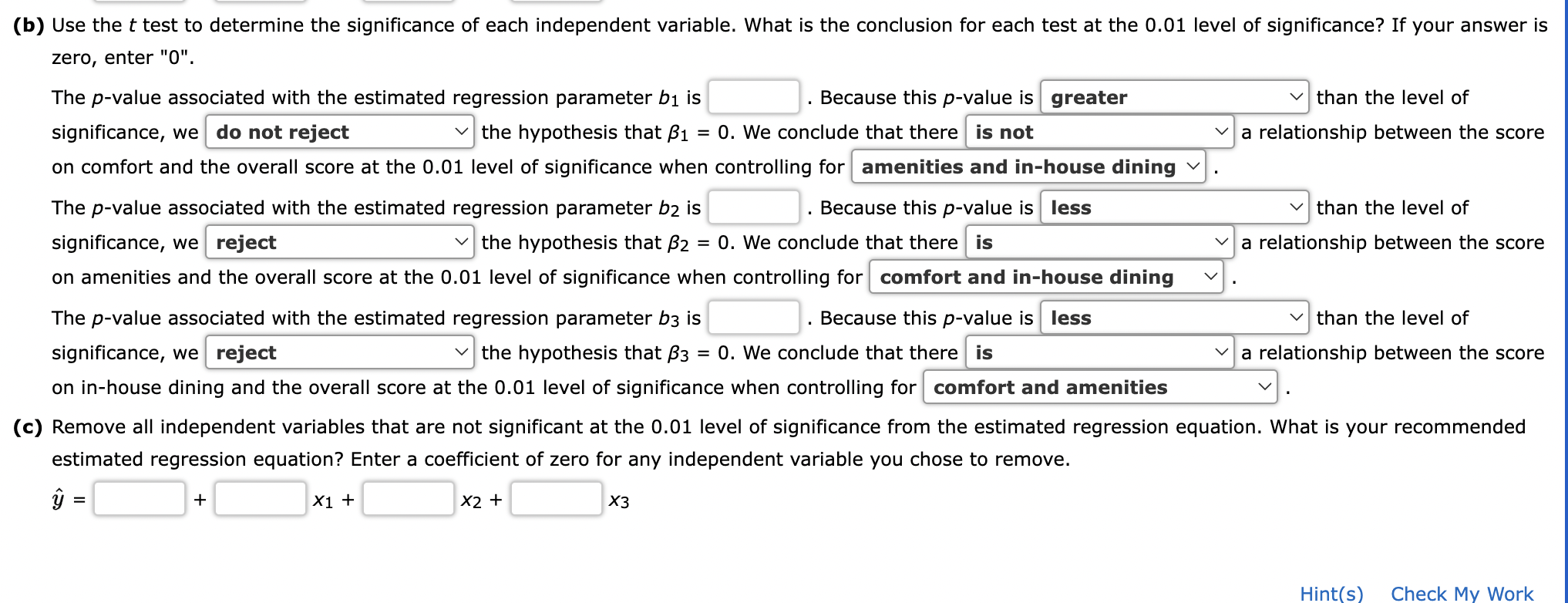 Solved (b) Use the t test to determine the significance of | Chegg.com