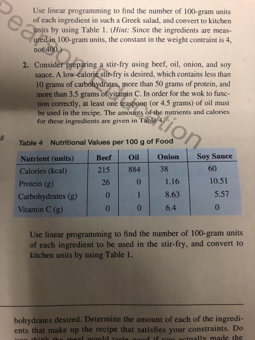 Solved use linear programming to find the number of 100 gram chegg