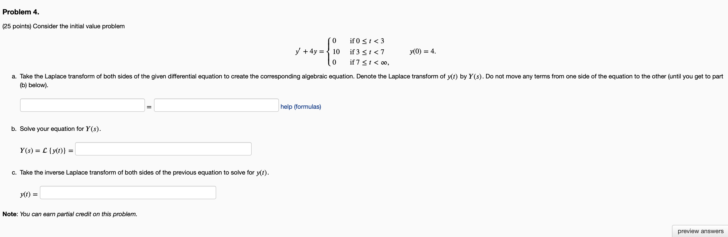 Solved Problem 4 25 Points Consider The Initial Value Chegg