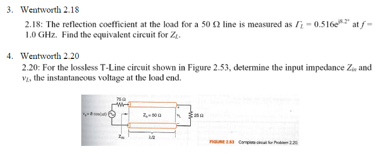 Solved 3. Wentworth 2.18 2.18: The Reflection Coefficient At | Chegg.com