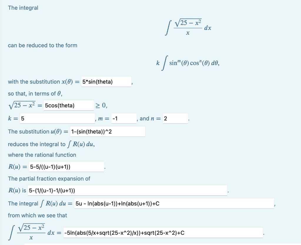 Solved The integral ∫x25−x2dx can be reduced to the form | Chegg.com