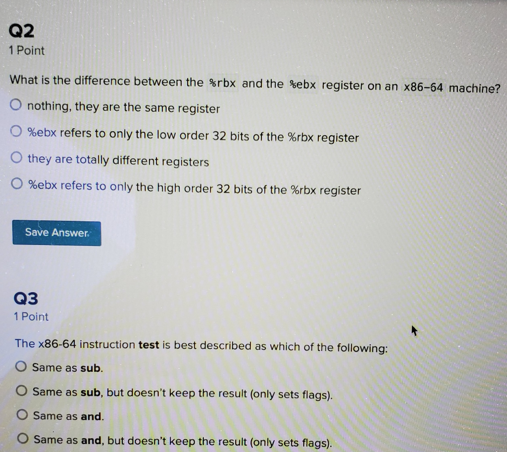 Solved H3: X86 Programming Q1 1 Point 1) Mov (%eax, %eax, | Chegg.com