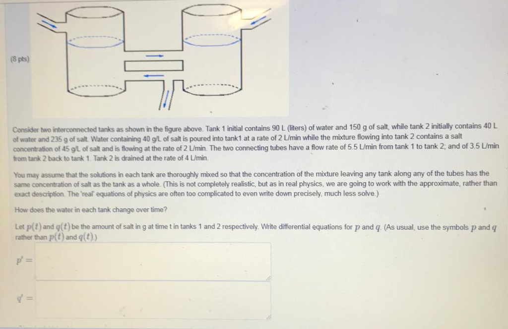 Interconnected Tanks Solved (8 pts) Consider two interconnected tanks as shown in | Chegg.com
